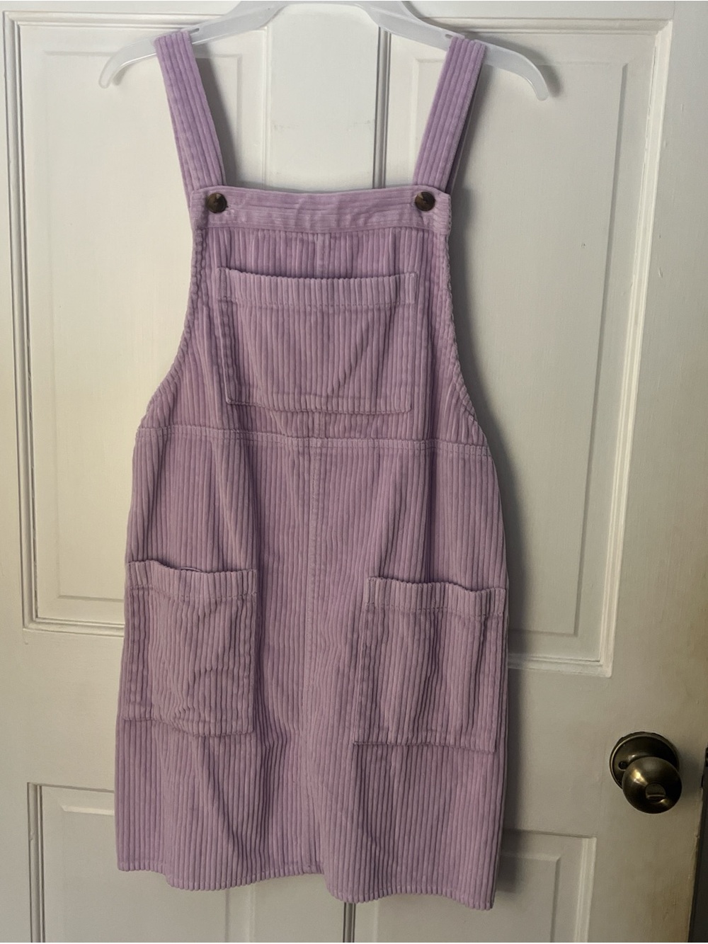 Lilac Corduroy Dress with Front Pockets